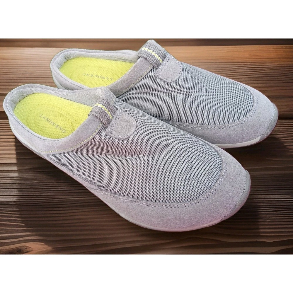 Land's End Woman's Grey Wet Cement Slip On Comfort Mule Shoe‎ Sz 7B